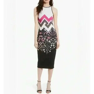 Ted Baker Pink Seenaa Print Jersey Midi Dress - size 2